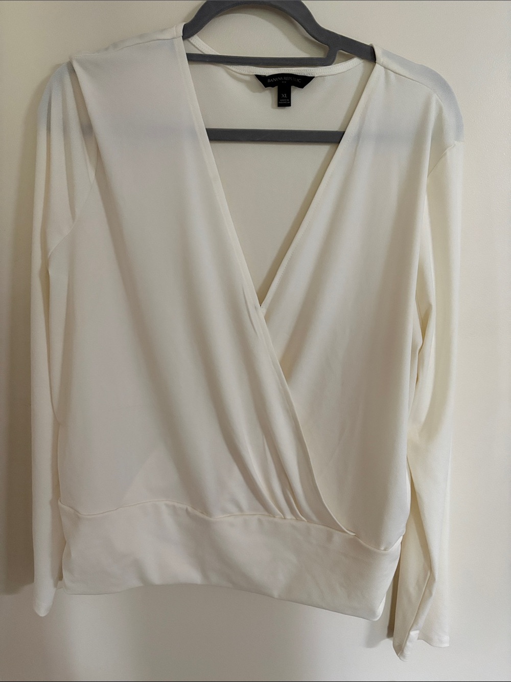 White Surplice Long-Sleeve Top